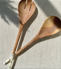 Load image into Gallery viewer, Stripped Bone and Olive Wood Salad Servers
