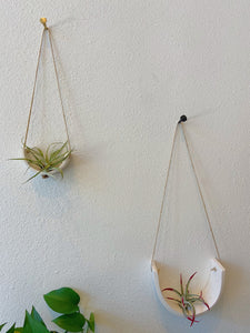 Hanging Ceramic Air Plant Cradle White Earthenware