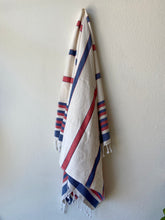 Load image into Gallery viewer, Marine-Red Striped Turkish Towel
