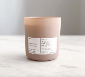 Rose Water & Hibiscus | Virgin Coconut Crème & Wooden Wick Candle