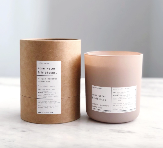 Rose Water & Hibiscus | Virgin Coconut Crème & Wooden Wick Candle