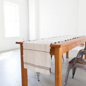 Cream & Grey Cotton Table Runner